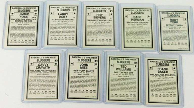 9 Baseball Greatest Sluggers Cards