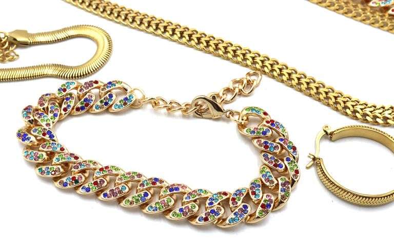 Assorted gold plated steel mixed jewelry