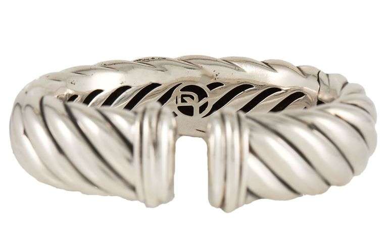 David Yurman Sculpted Waverly Cuff Bracelet in Sterling and Stainless Steel