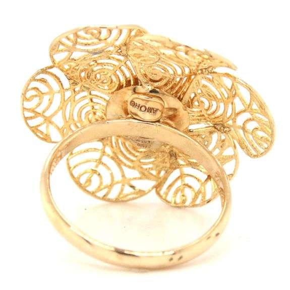 14kt Yellow gold Amoro Filigree ball center floral ring