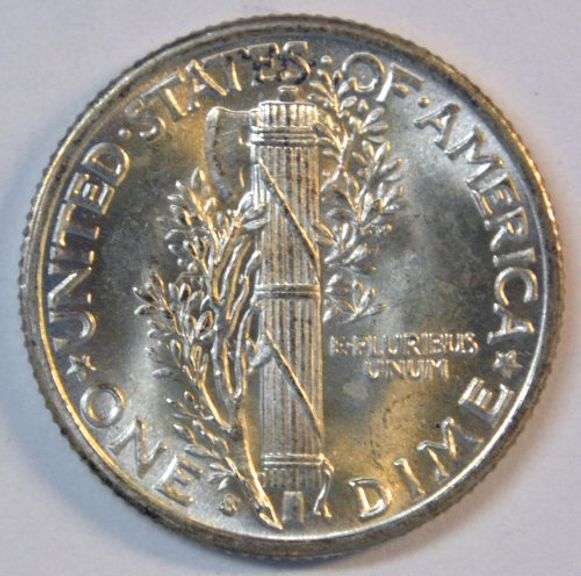 Superb Gem BU 1936-S Mercury Dime. Full Split Bands
