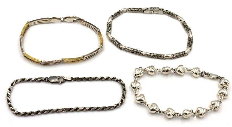 Group lot of Vintage 925 sterling silver 4 bracelets