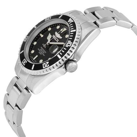 Invicta Pro Diver Black Dial Men's Stainless Steel Watch
