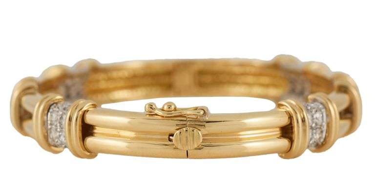 Tiffany & Co 1.92ctw Diamond Station Two Tone Bangle Bracelet in 18K