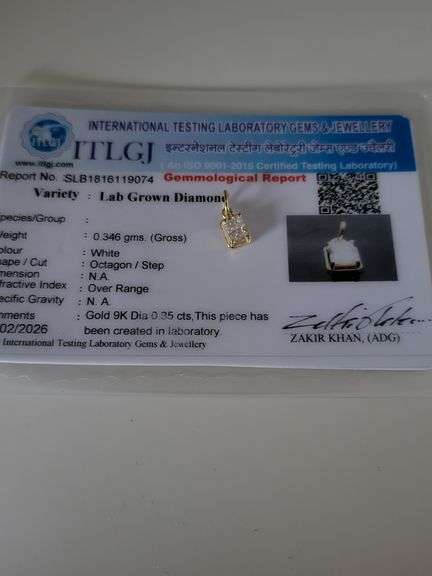 Certified Yellow Gold Lab Diamond Pendant