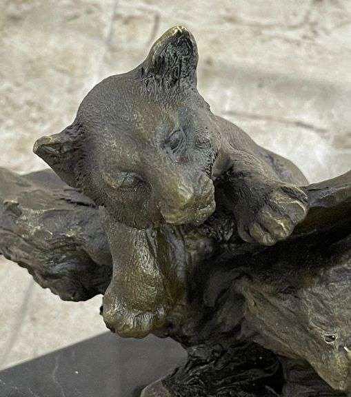 Bronze African Mountain Lion with Cub Statue Sculpture