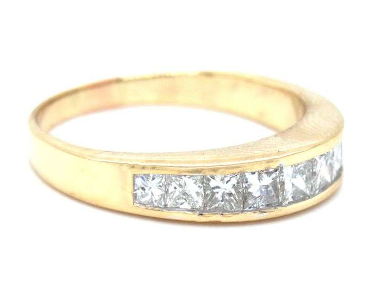 14kt Yellow gold 1ctw princess cut channel set dome band
