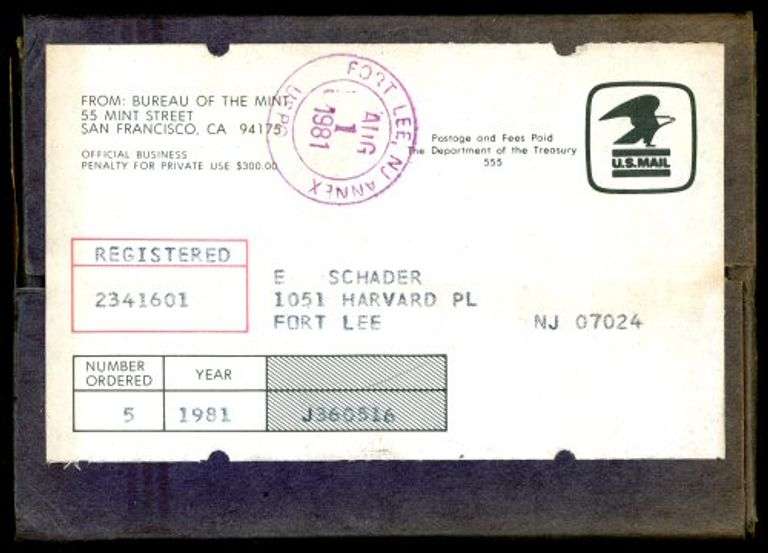 5 1981 US Proof Sets in Sealed Shipping Box