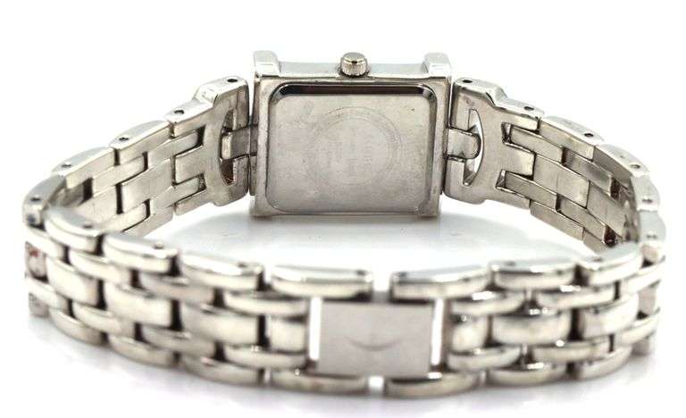 Eccliaci sterling silver quartz diamond bezel watch