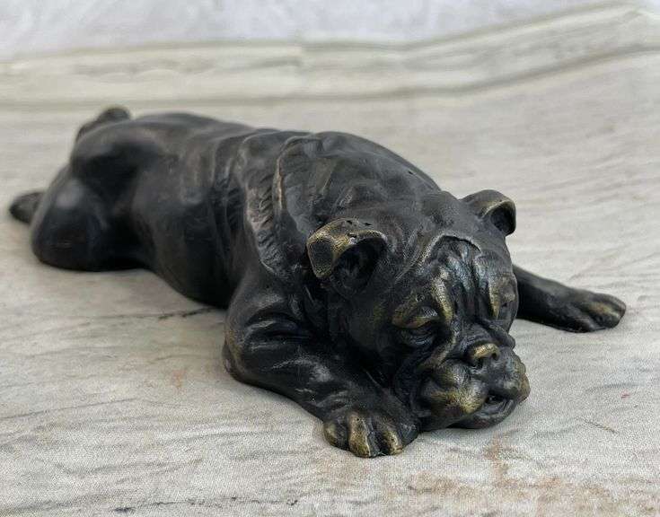 Sweet Little Bulldog Bronze Sculpture