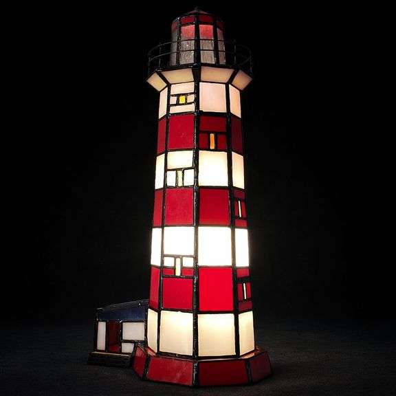 Sambro Island Lighthouse Tiffany Style Stained Glass Lamp