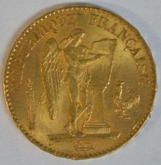 Great Gem BU 1876-A France 20 Francs Gold 'Angel'