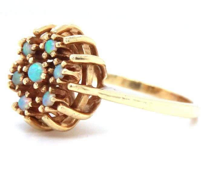 Colorful 14k YG Opal Snowflake Ring