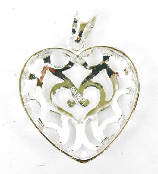 Italian Milor Sterling Open Work Heart Pendant