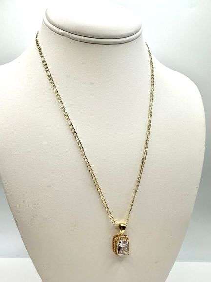 14 Kt Gold Plate 3.5 Ct Gorgeous Radiant Cut Simulated Diamond Pendant Necklace