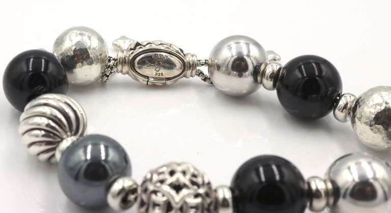David Yurman Elements black onyx and Hematite bead bracelet