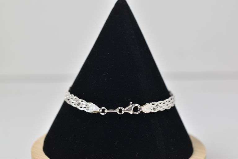 Sterling Silver Braide Chain Link Bracelet