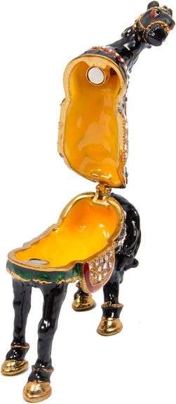 Hand Painted Rhinestone Horse Trinket Box