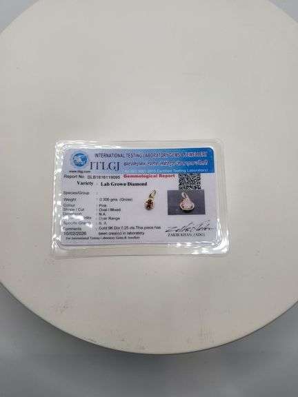 Certified Yellow Gold Pink Lab Diamond Pendant