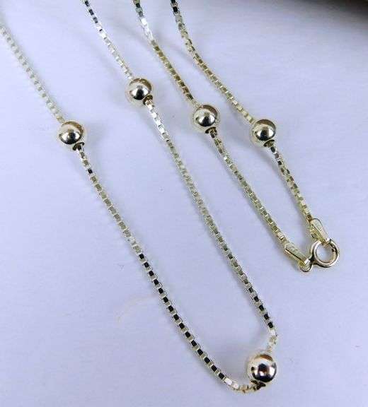 Italian Long Sterling Bead Necklace