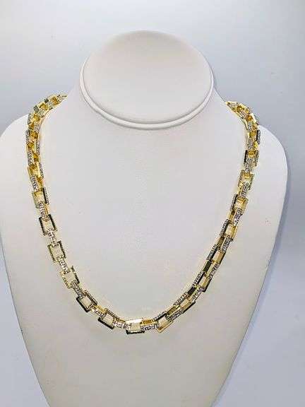 Huge Yellow Gold Plated Rolo Box  Chain Link Necklace