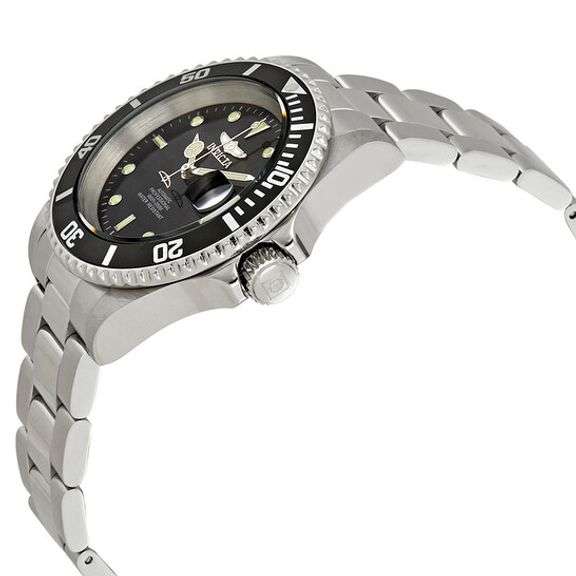 Invicta Pro Diver Automatic Men's Watch – Black Dial, Stainless Steel Bracelet