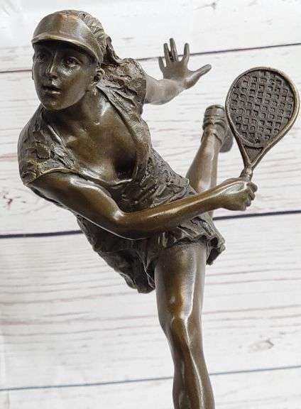 Female Tennis Player Bronze Satue