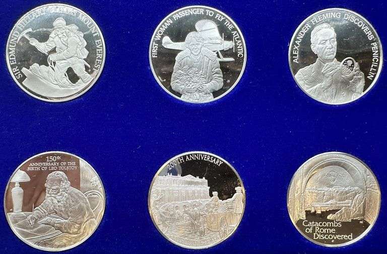1978 Franklin Mint Medallic Commemorative Society International Sterling Silver Proof Medal Set (12 