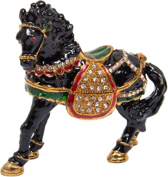 Hand Painted Rhinestone Horse Trinket Box