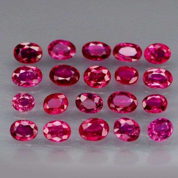 Real! Top crystal! 2.81ct 20 piece Ruby set! UNTREATED!!!