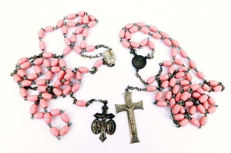 2 Vintage Italian Pink Rosaries