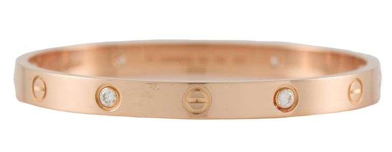 Cartier 0.42ctw Four Diamond Love Bangle Bracelet in 18K