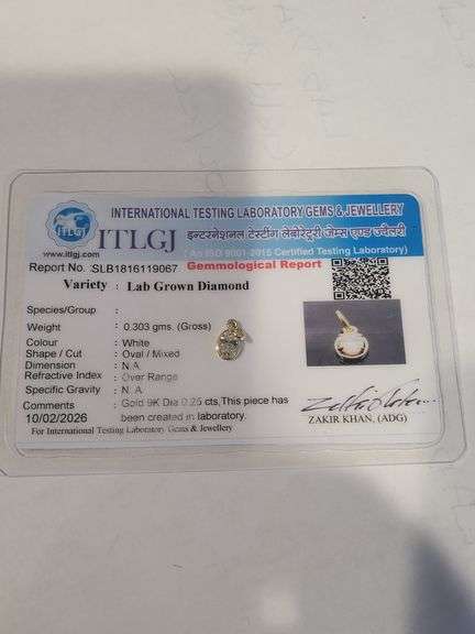 Certified Yellow Gold Lab Diamond Pendant