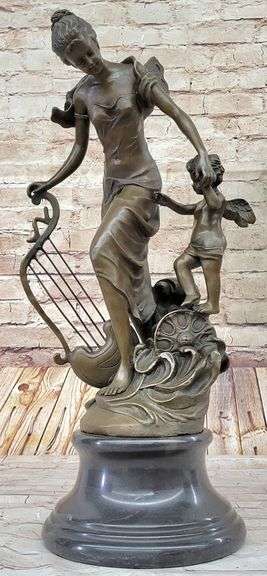 Fantasy Winged Fairy with Mythical Bronze Sculpture