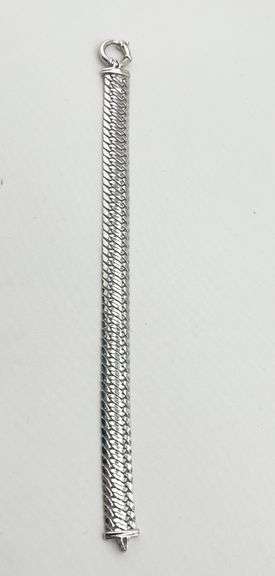 Italian 14KT White Gold 10MM Flattened Curb Cuban Chain Bracelet