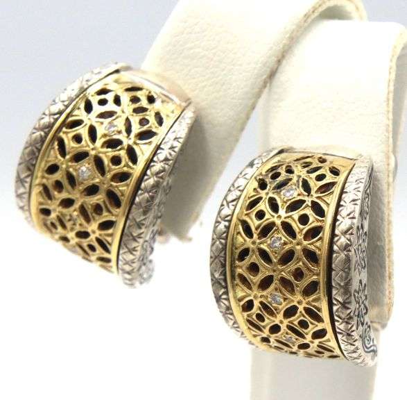 Konstantino diamond Filigree clip on earrings