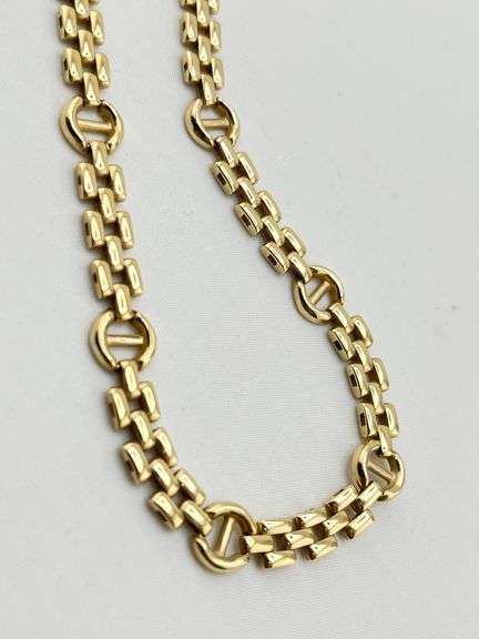 Italian 14KT Yellopw Gold Solid Panter Chain With H Shape Connector Links Chain