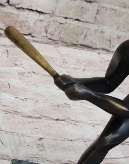 Mid Century Baseball Player Bronze Sculpture