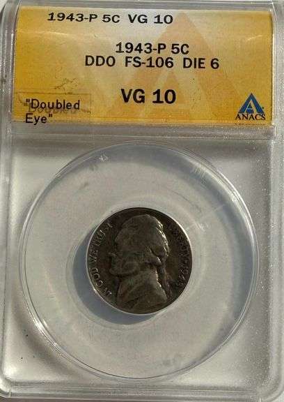 1943 P Doubled Die Obverse Doubled Eye VG 10 PCGS Silver War Nickel
