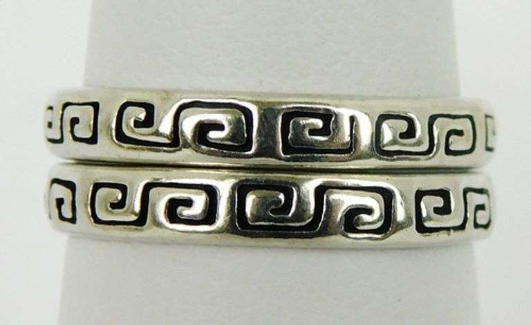 2 Carolyn Pollack Sterling Silver Stacking Bands, 5.75