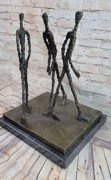 Three Walking Man Bronze Sculpture