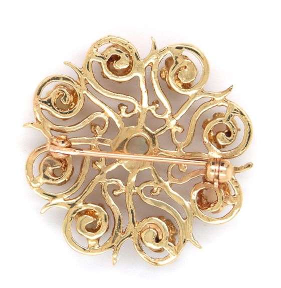 Lovely Estate 14K YG Opal Brooch