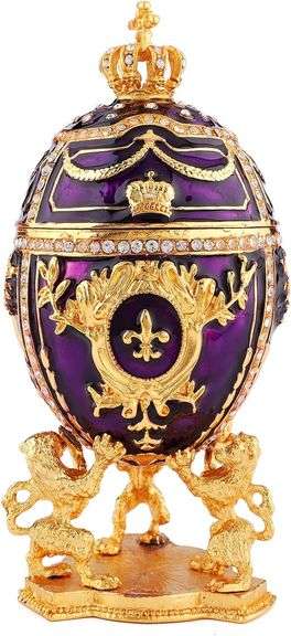 Hand Painted Purple Faberge Style Trinket Box