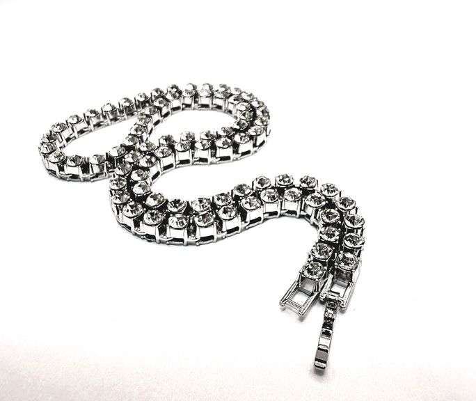 Sparkling 14 Kt White Gold Plated 60 Cttw Tennis Necklace