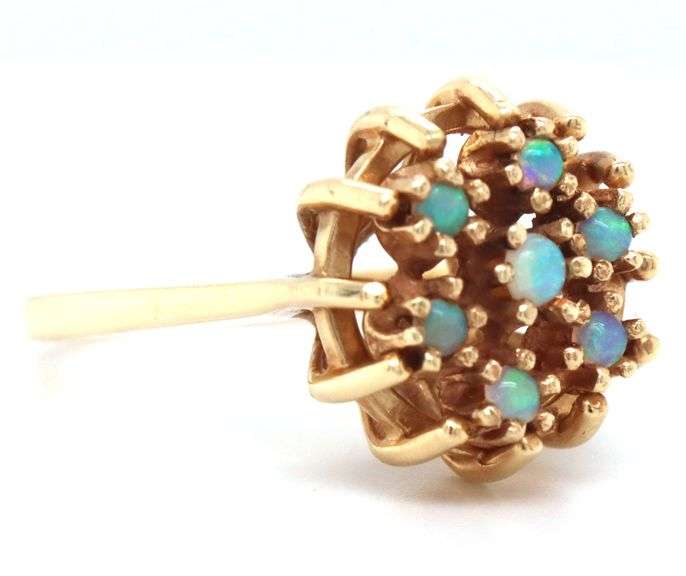 Colorful 14k YG Opal Snowflake Ring