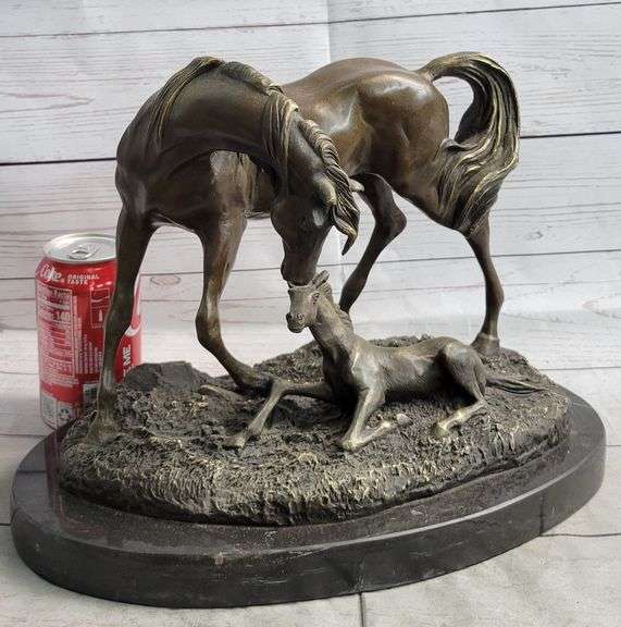 Horse and Colt Bronze Sculpture