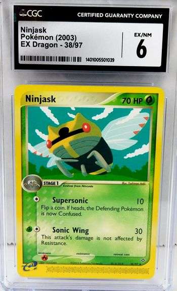 Pokémon 2003 Ninjask Ex Dragon Card, 6 EX/NM
