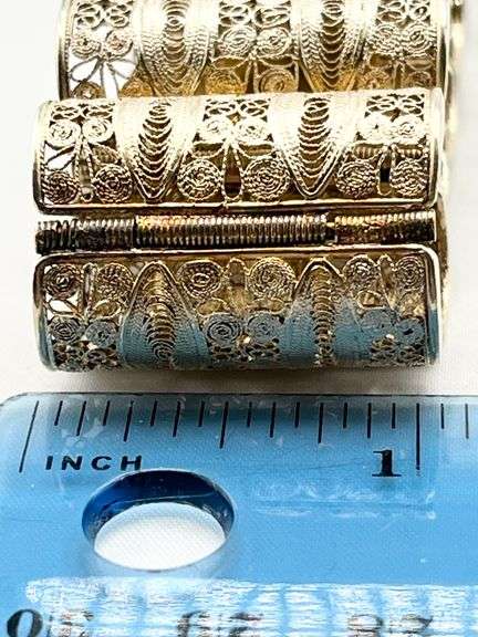 Vintage 925 Sterling Silver Wide Filigree Pathern Bracelet
