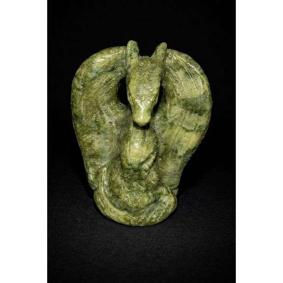 Hand Carved Natural Green Jade Dragon