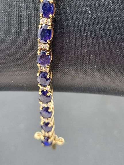 Certified 14k Gold Sapphire Bracelet with Diamond Accents